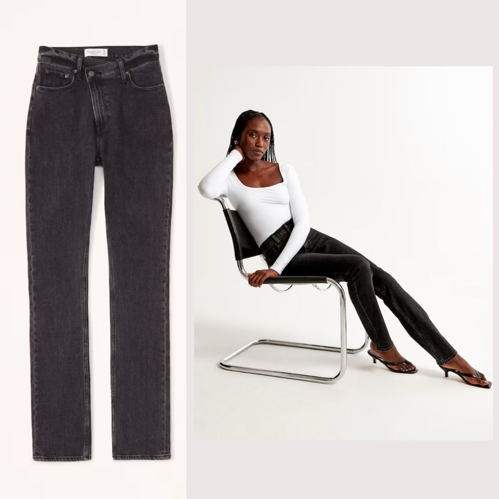 Abercrombie & Fitch | Curve Love 90s Slim Straight Ultra High Rise Black 25/0L